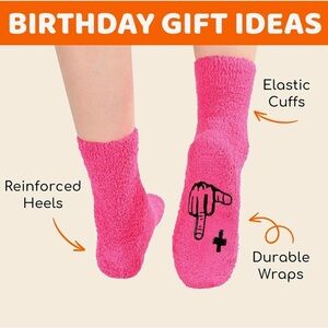 New Women's Fun Pink Birthday Socks with Box & Gift Bag Wrap